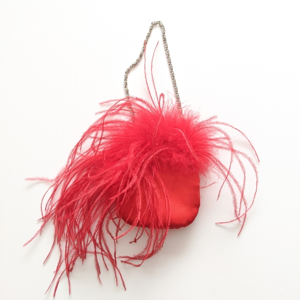 Red Feather Evening Clutch Wristlet